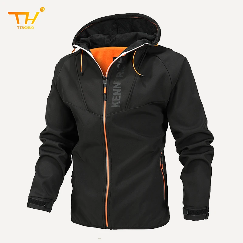 

TINGHUO Winter Men's jacket fleece thickened coat men outdoor Parker coat men warm