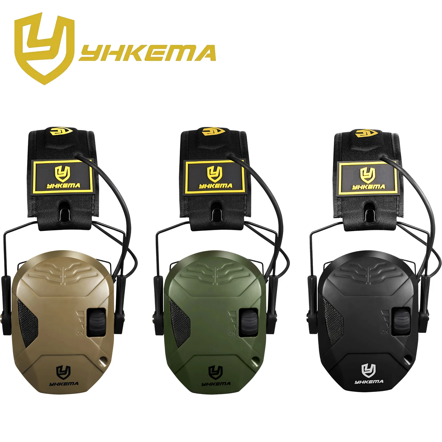 YHKEMA Shooting Airsoft Electronic Noise Cancelling Tactical Headset Foldable Earmuff with Portable Storage case Bag