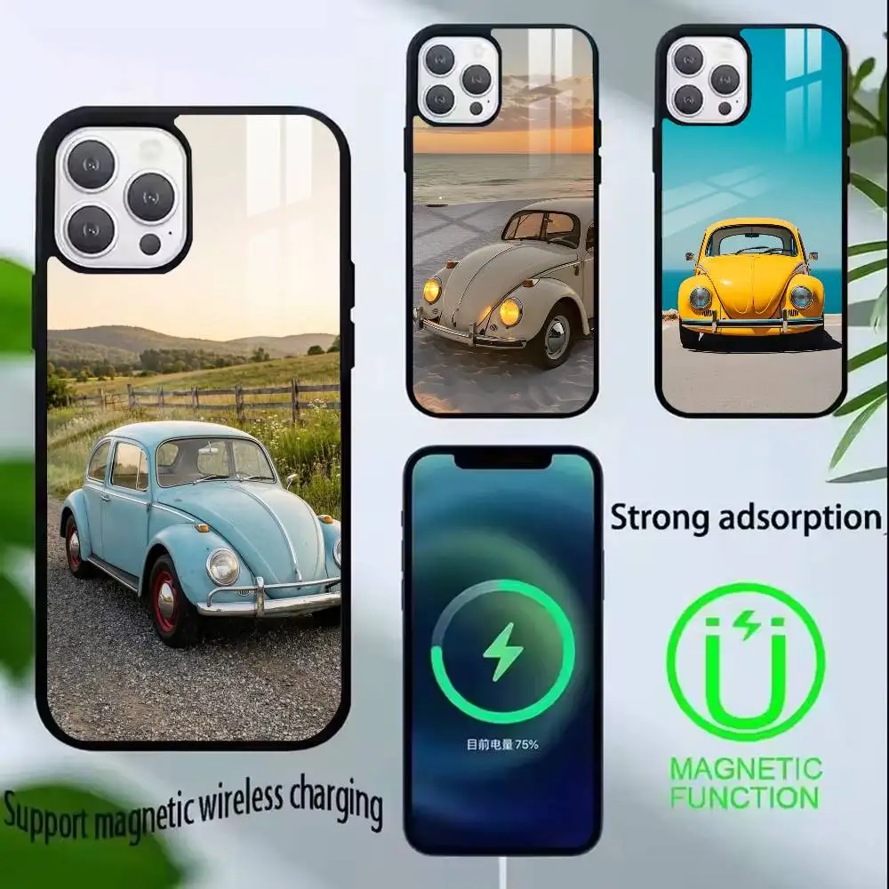 

Vintage Beetle Car Phone Case For iPhone17,16,15,14,13,12,11 Plus,Pro Supports Magnetic Wireless Charging