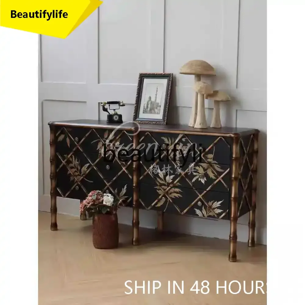 

A45 Вход навпроти двери, гостиная из массива дерева, сундук, шкафчик, усовершенствованный средневековый ультратонкий низкий шкаф.