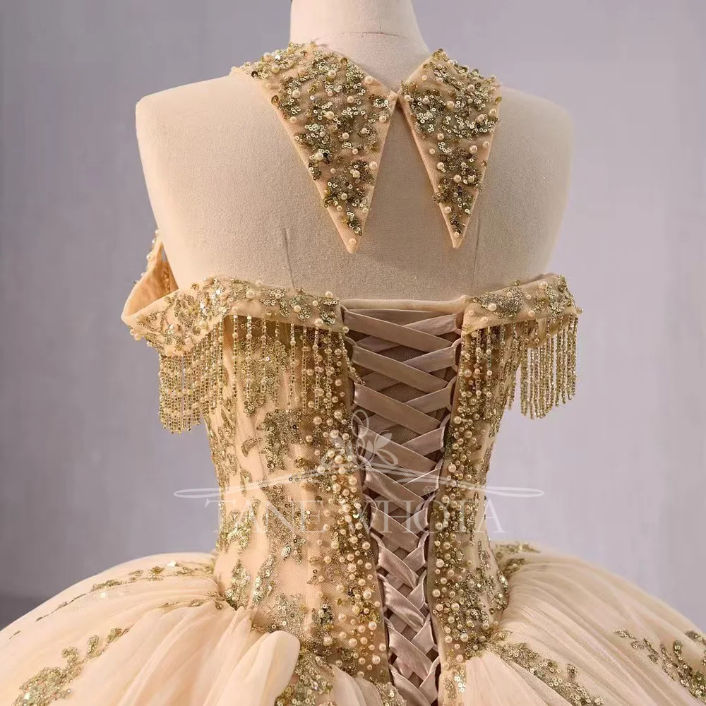 Luxury Green Customizable Evening Dress Halter Off The Shoulder Lace Up Back Beaded Sequined Vestidos De Noite