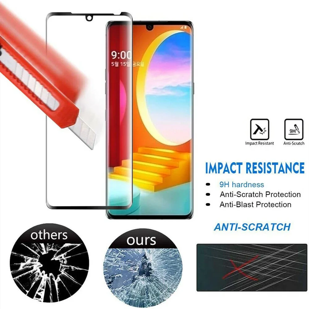 3D Curved Screen Protector For LG Wing 5G Tempered Glass Full Coverage Cover Fingerprint Unlock Protective Film For LG Velvet