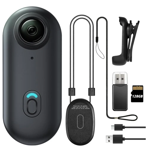 Imagen 1 del producto Mini cámara corporal 4K 128GB UHD, cámara corporal de acción portátil, tamaño del pulgar, grabación manos libres, cámara desgastada por el cuerpo, portátil Premium