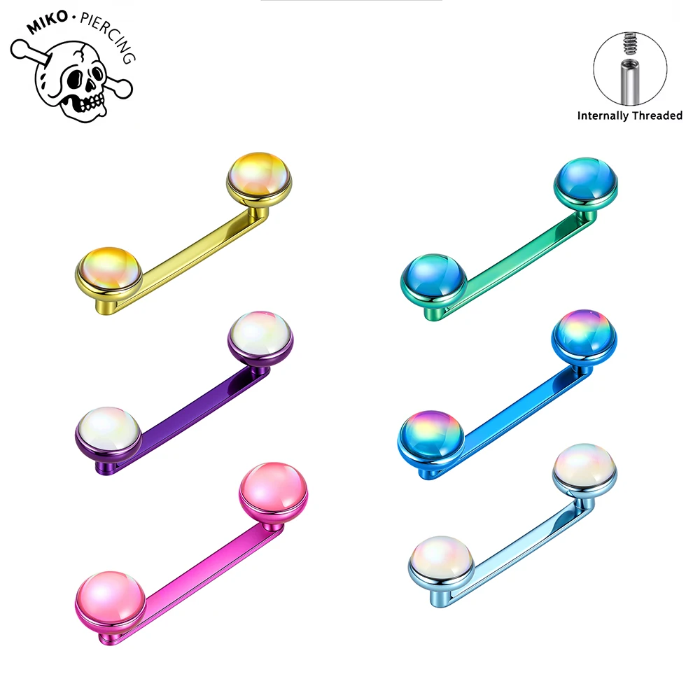 ASTM F136 Titanium Anodizing Micro Dermal Piercing Dermal Anchor Flat Bar 14G Internal Threaded Surface Piercing Body Jewelry