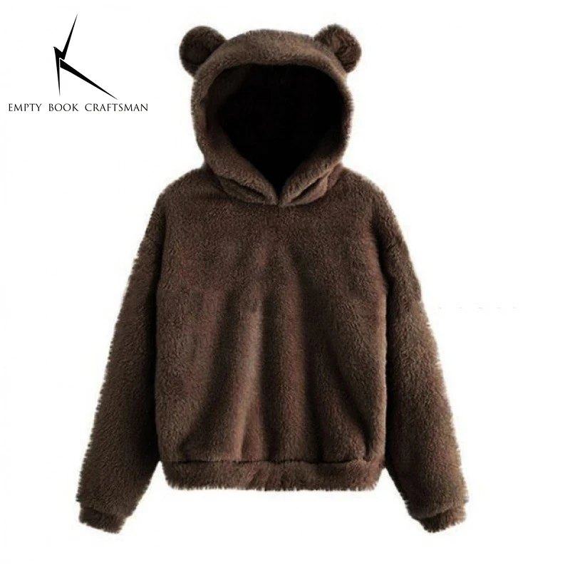 European and American Autumn and Winter New Plush Rabbit Ear Hooded Warm Sweater Hoodie