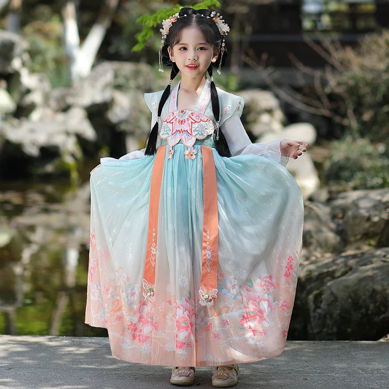 Chinese Traditionele Meisjes Borduren Hanfu Jurk Fee Outfit Voor Meisje Kinderen Chinese Stijl Tang Fotografie Cosplay 2024 Nieuw