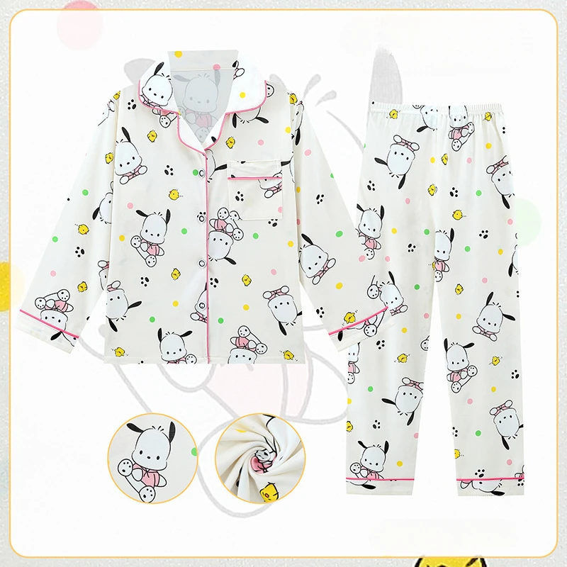 Sanrio Melody Children Pajama Sets Cardigan Soft Loose Breathable Night Clothes Set Kids Comfortable Lovely Print Pajamas