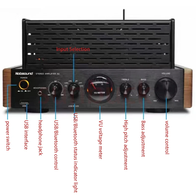 sunbuck  A6 Vacuum Tube Amplifier 5.3 Wireless Bluetooth Hifi 25W Power Gallbladder Amplifier Digital Audio