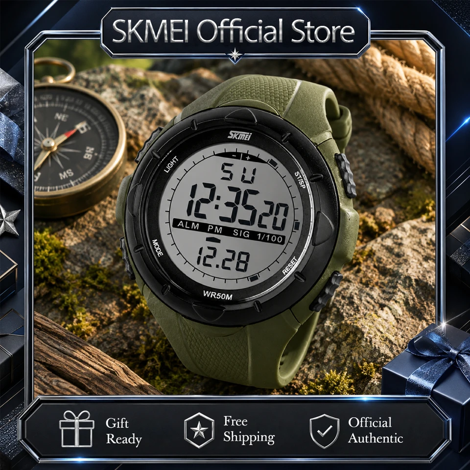 SKmei デジタルスポーツ腕時計 50m防水 1025