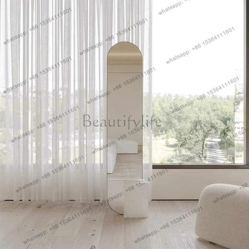 LD Bedroom Vanity Mirror Korean Style Aesthetic Decoration Funky Makeup Oval Mirror Living Room Floor Espelhos