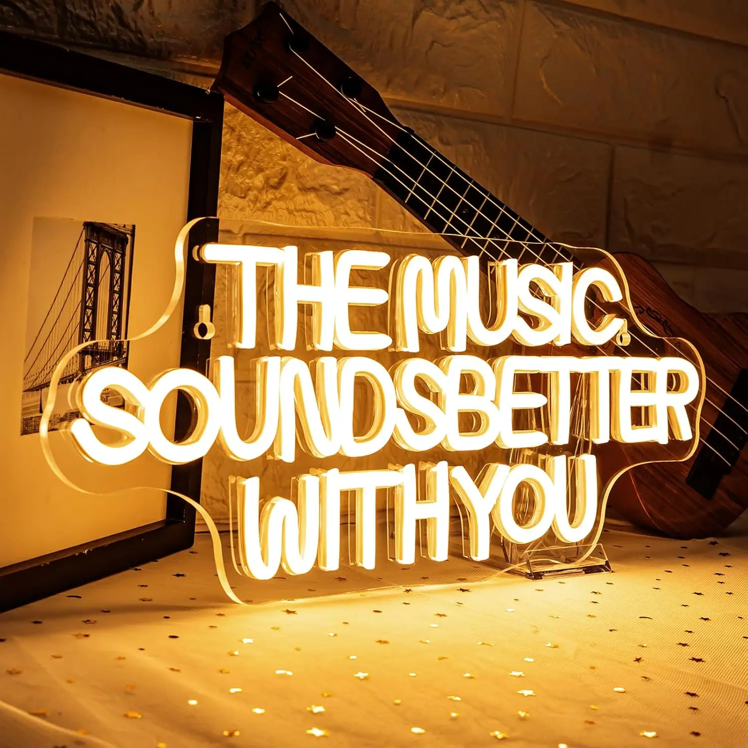 La musique sonne mieux avec vous enseigne au néon USB Dimmable LED enseigne au néon pour boisson Bar homme grotte chambre fête décoration murale