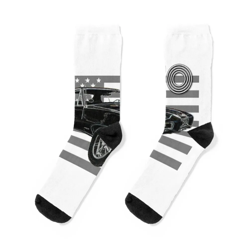 

GTO Muscle Car, Pontiac, Vintage Car, Vintage American Car, American Flag Socks football warm winter Socks Women's Men's