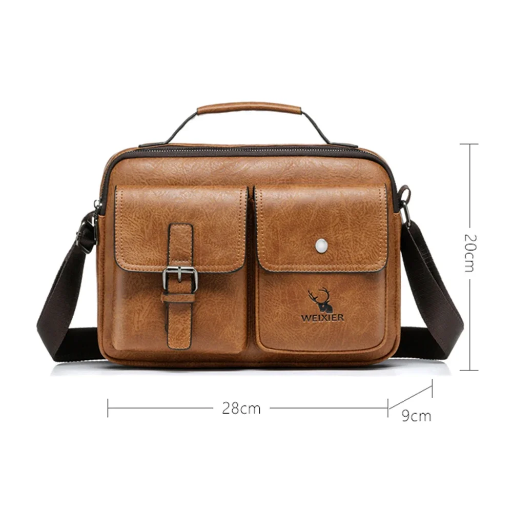 Luxury Designer Men\'s Shoulder Portable Leather Handbags Business Briefcase Multi Pockets Crossbody Bags Brand Quality Sling Bag