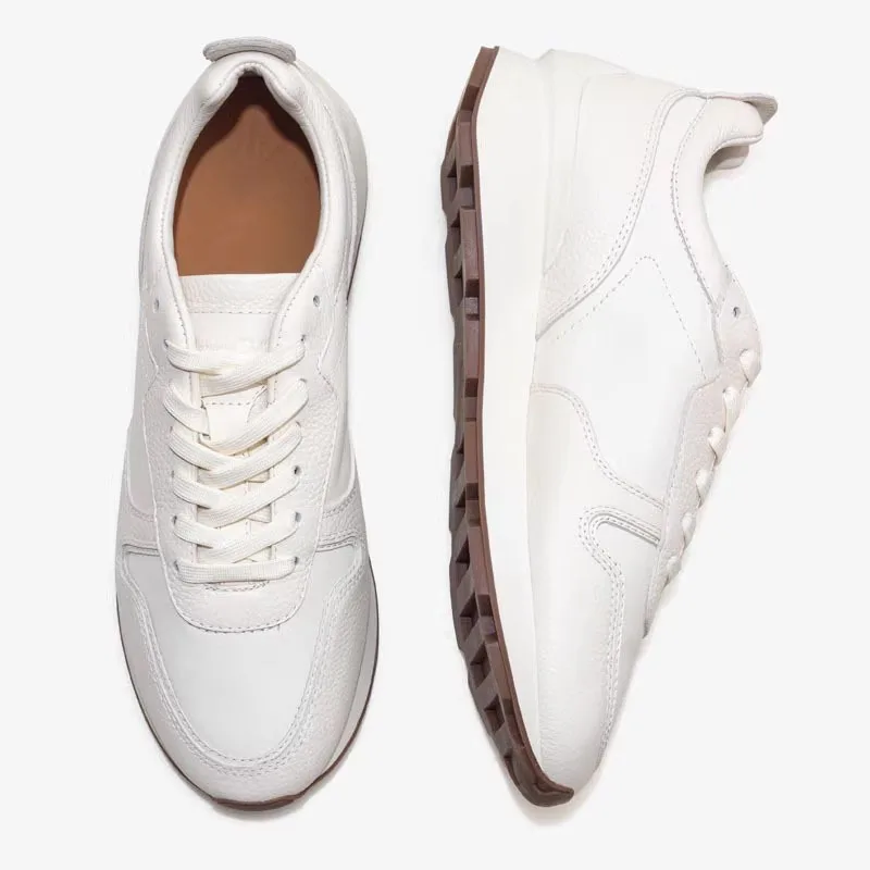 

Withered Minimalist Men's Shoes Breathable Comfortable Thick Sole Height Increasing White Shoes Genuine Leather Sneakers Shoes