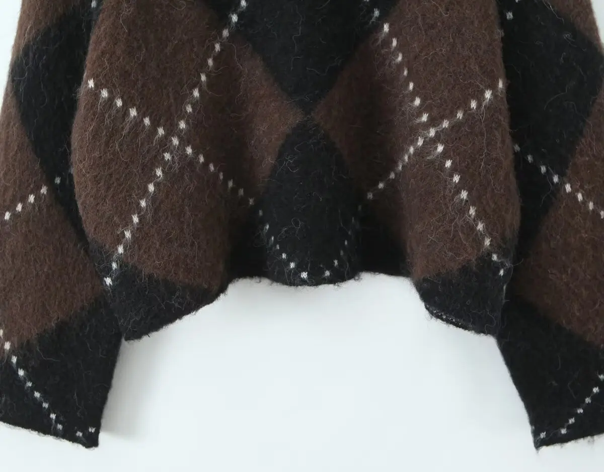 KKONDALA-Donna Casual Plaid Allentato Collo Alto Pullover Maglione O Minigonna Set Nuovo 2025 Nuovo Autunno Inverno Moda High Street Set