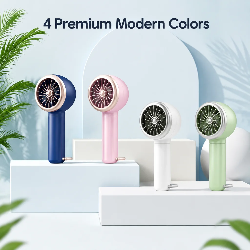 Portable Turbo Handheld Fan Turbine Jet Airflow USB Rechargeable Desk Fan with Foldable Ring