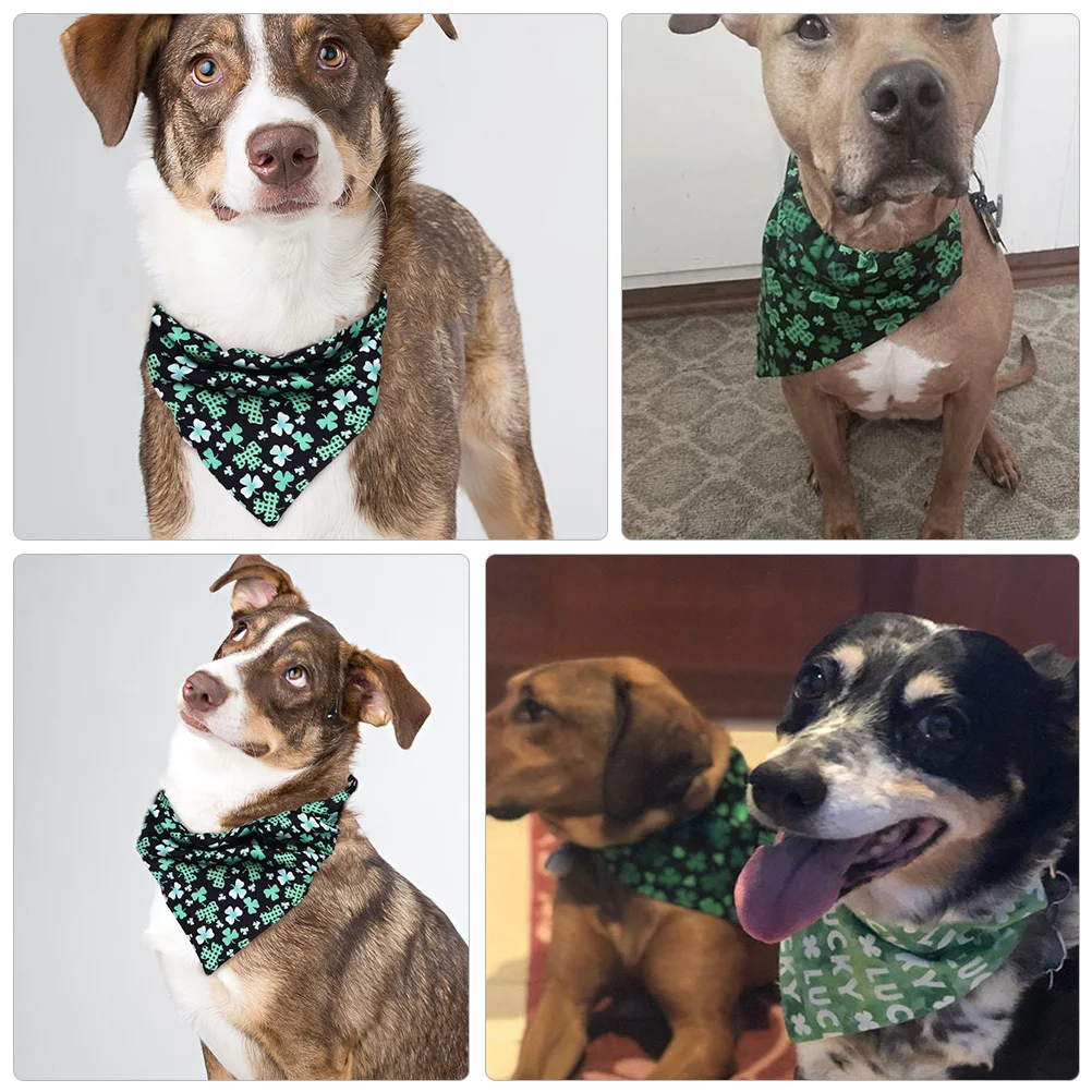 

1Pcs Pet Drool Bib for Medium Large Dogs St Patrick's Shamrock Print Bandana Washable Reusable Soft Comfortable Dog