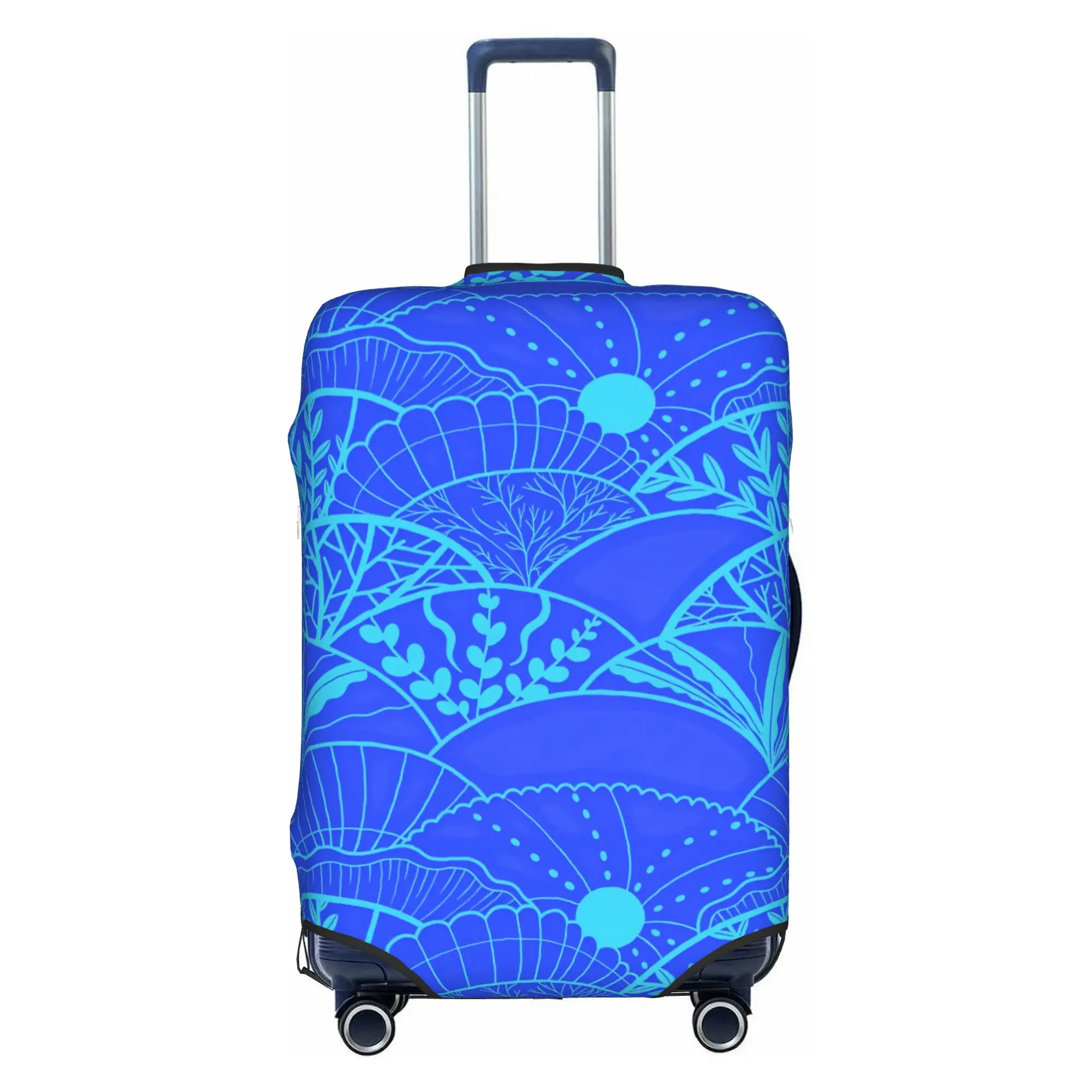 Coral Japanese Style Fan Scale Shape Luggage Cover Protector Cute Seigaiha  Travel Suitcase Protective Cover for 18-32 Inch