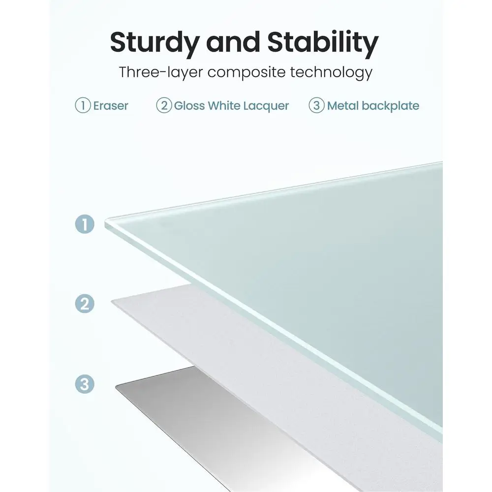 سبورة بيضاء زجاجية مغناطيسية بدون إطار مقاس 36 × 48 بوصة مع ملحقات للمنزل والمكتب والمدرسة #3