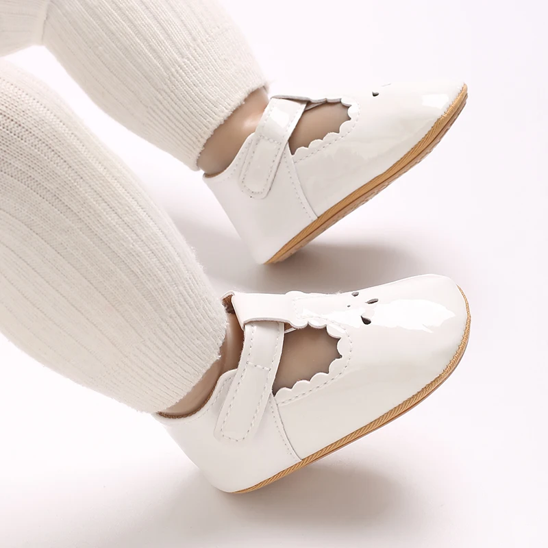 0-18 أشهر الوليد طفلة أحذية الأميرة عدم الانزلاق شقة لينة وحيد القطن المطاط سرير الرضع الأولى مشوا #6