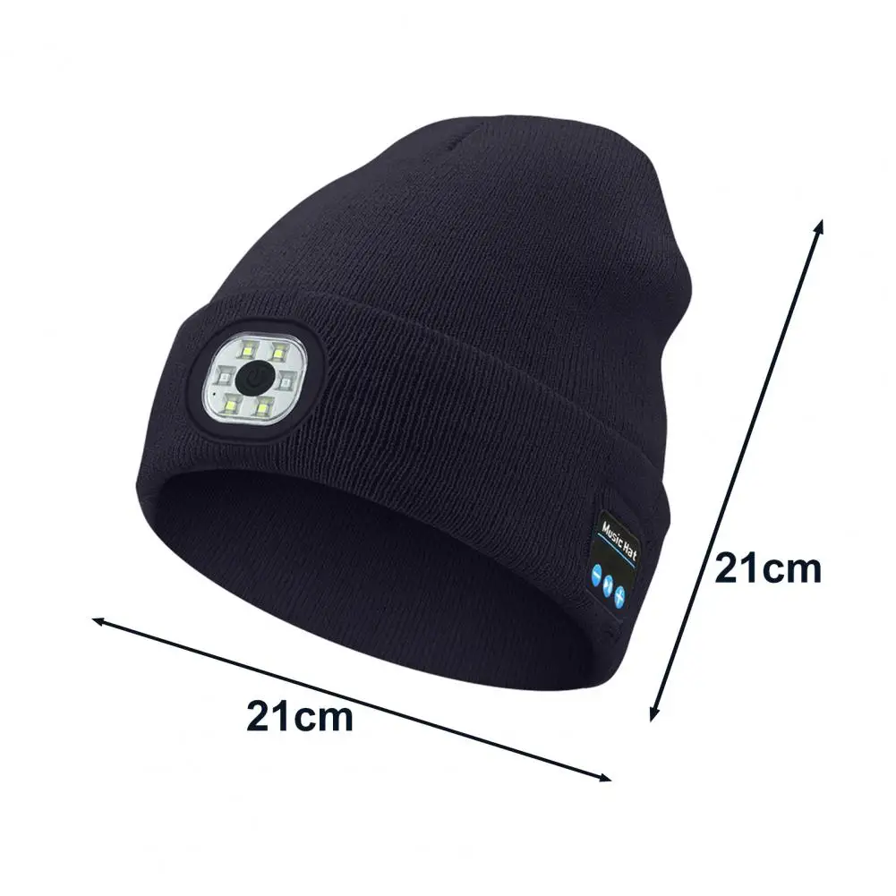 Bonnet Bluetooth aste activé par les appels musicaux, bonnet d\'hiver LED avec éclairage haute luminosité, musique sans fil pour le camping