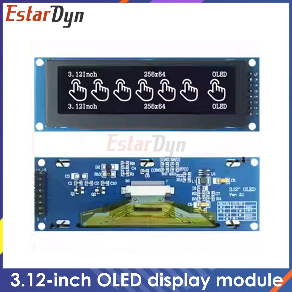 3.12 inch OLED Display Module SSD1322 256x64 for Arduino STM32 Raspberry Pi, SPI I2C Interface with Pre-soldered Pin Header