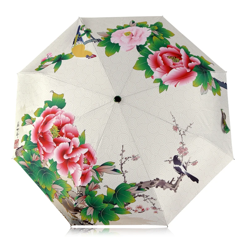 Early spring three fold folding umbrella small fresh literary garden shade UV protection sun umbrella travel men and women