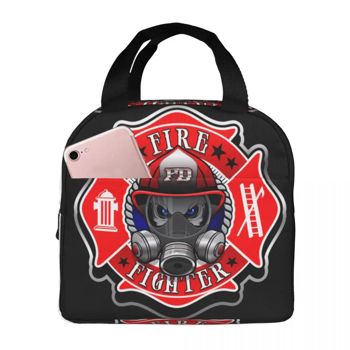 Fire Rescue Firefighter Thermal Insulated Lunch Bag Women Resuable Lunch Container for School Office Outdoor Storage Food Box