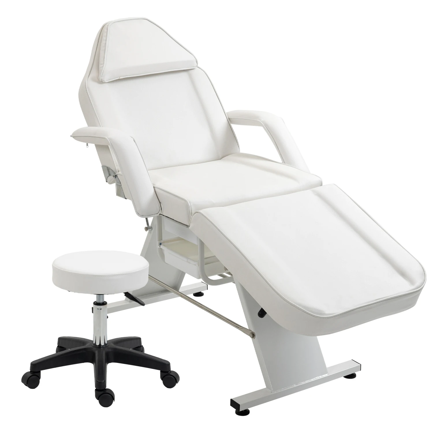 

Massage Salon Tattoo Chair with Two Trays Esthetician Bed with Hydraulic Stool,Multi-Purpose 3-Section Facial Bed Table, Adjusta