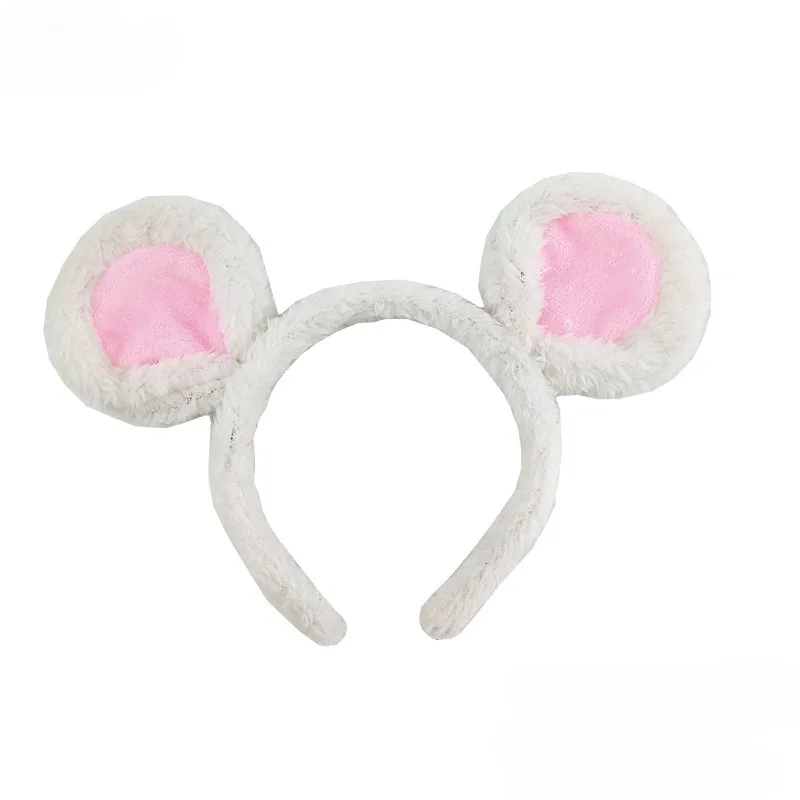 Adult Kids Party Plush Rat Mouse Ear Headband Gift Animal  Hair Bands Birthday   Holiday Festival Halloween Costume Cosplay