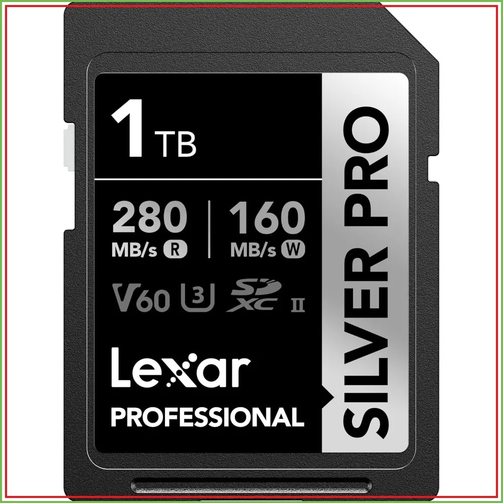 1TB Silver PRO SD Memory Card 280MB/s Read 4K V60 U3 UHS-II for Camera Video