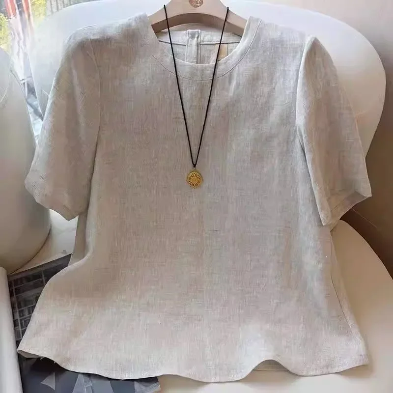

Women's Linen Chinese Style Blouse Loose Fit Summer New Vintage Top
