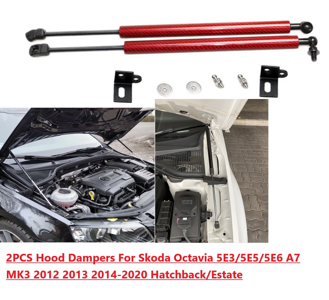

2PC Hood Damper For Skoda Octavia 5E A7 MK3 2012 13-2020 Hatchback/Estate Front Bonnet Modify Gas Struts Lift Support Shock Rods