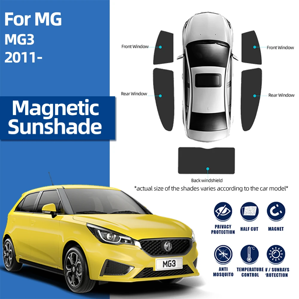 

For MG 3 MG3 2011-2023 Magnetic Car Sunshade Shield Front Windshield Blind Curtain Rear Side Baby Window Sun Shade Visor