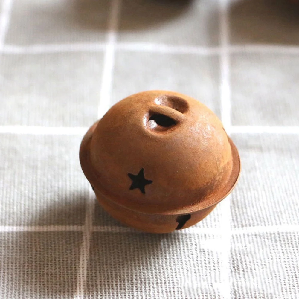 rustic christmas decorations 12 PCS 40mm Rusty Metal Star Cutout Jingle Bells for Christmas Holiday Craft Indoor Outdoor Home Pa