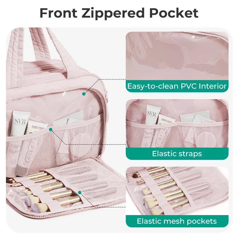 BAGSMART Waterproof Toiletry Bag For Women Travel Makeup Organizer With Compartments Lightweight Portable Cosmetic Gym Bag