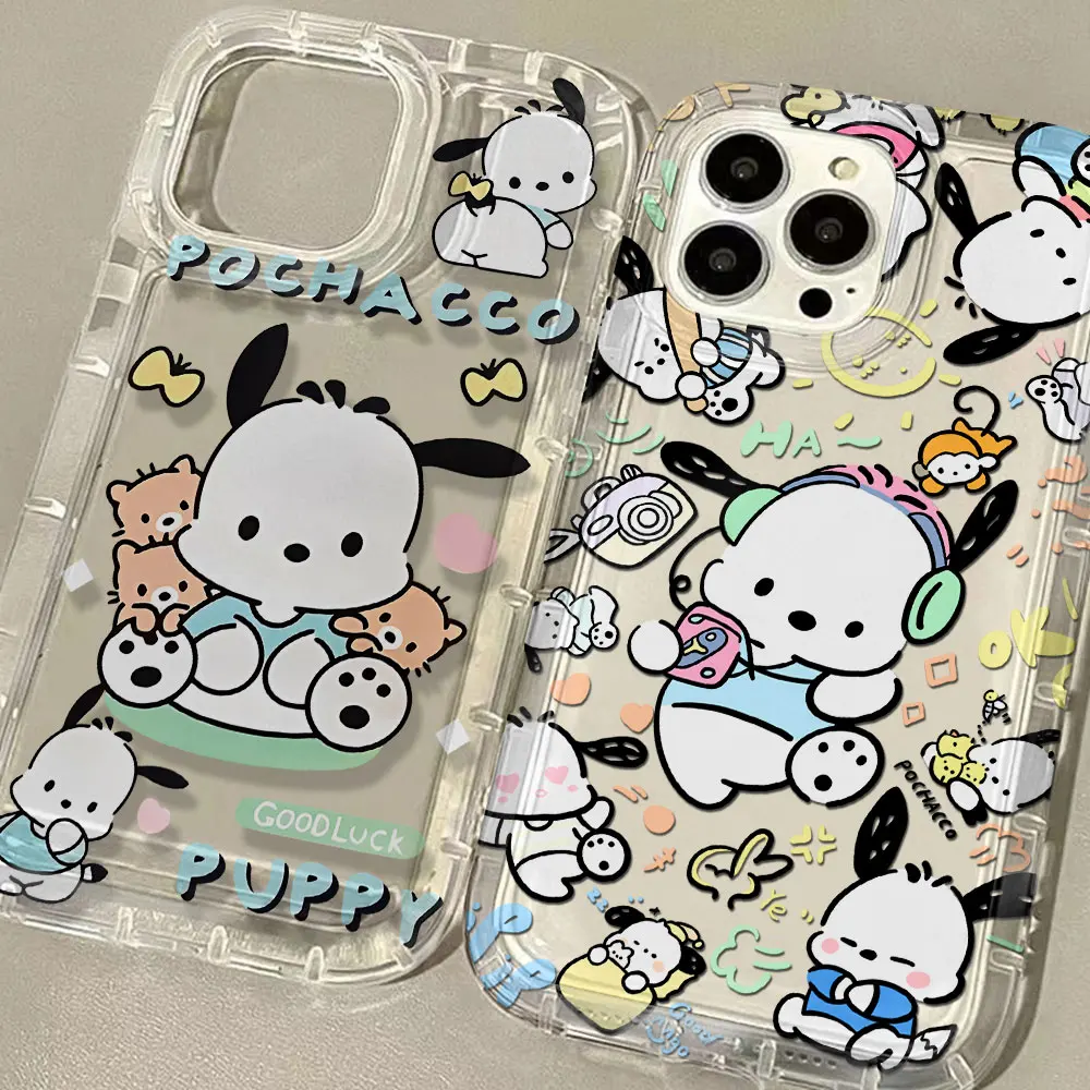 New ins Cute Pochacco Clear Case for Samsung Galaxy S10 S20 S20 S21 S21 S22 S23 S24 FE Ultra Plus 5G Airbag Shockproof Cover