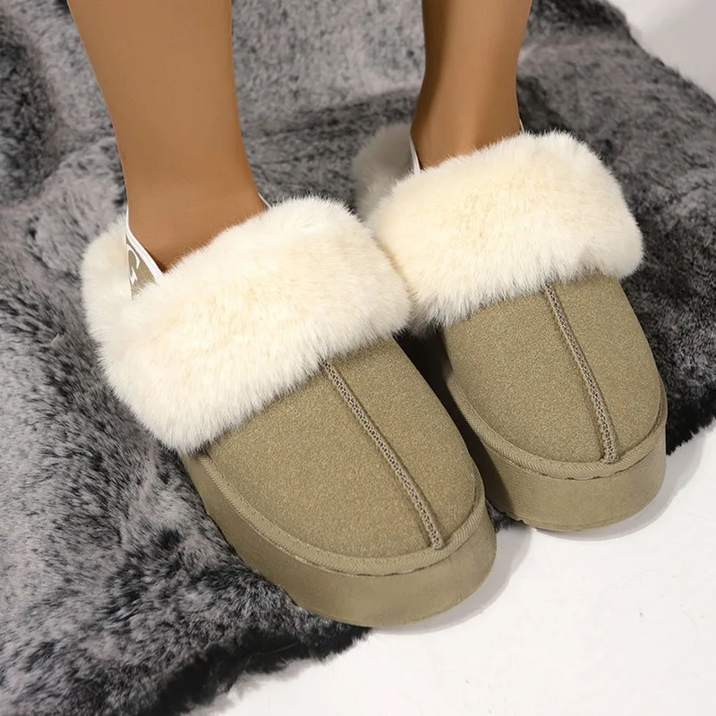 Women Boots 2024 New Women Fashion Winter Indoor Solid Color Suede Fur Boots Ladies Home Platform Warm Slip-on Women Shoes