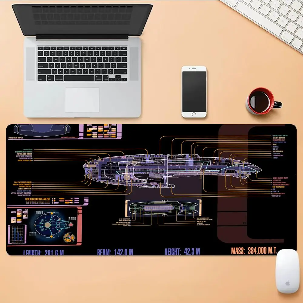 

Starship blueprint Mouse Pad Desk Mouse Pad Cute HD Desk Pad Extended Gaming Keyboard Mats Large XXL Gamer Mousepad 90x40