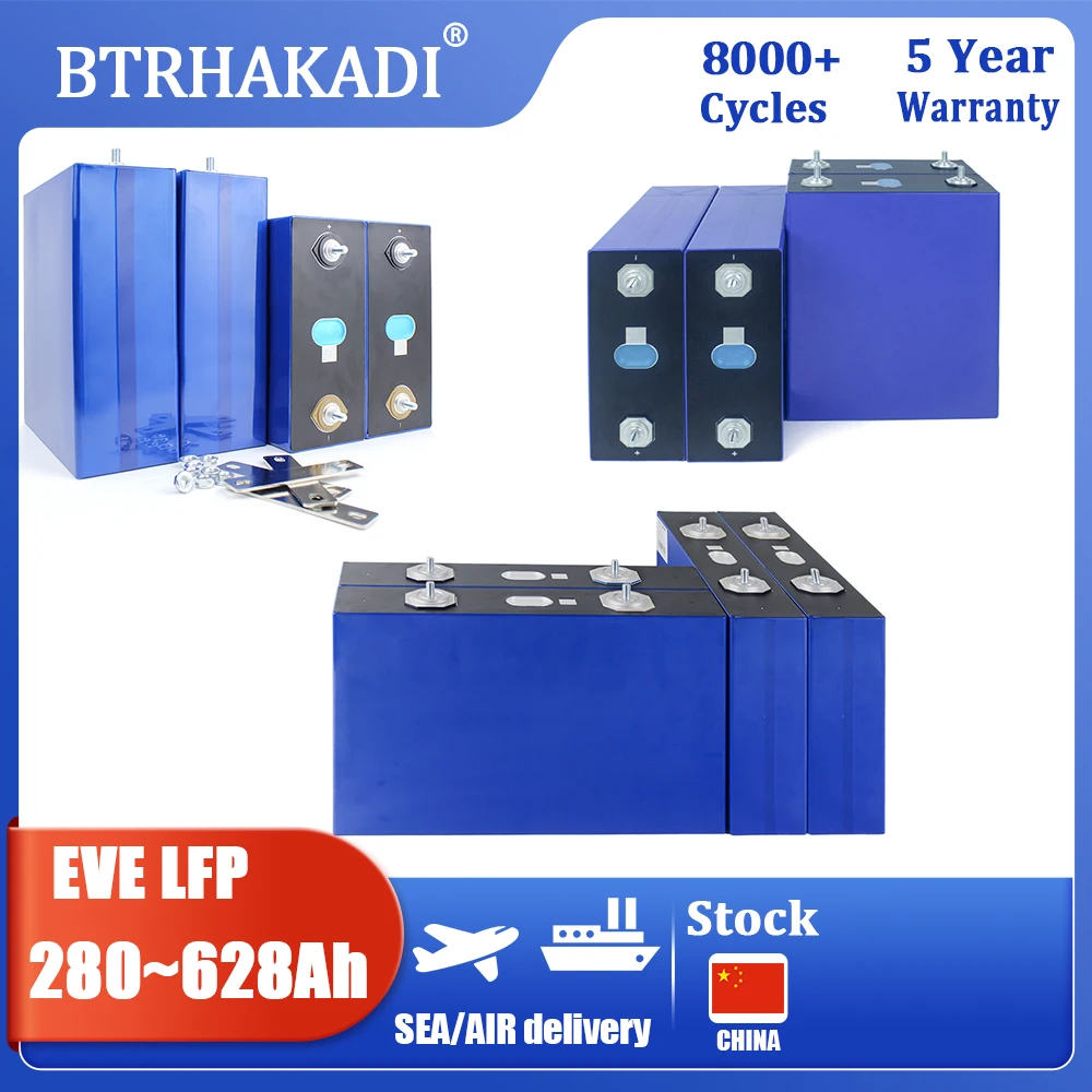 

EVE 3.2V 280Ah 304Ah 314Ah 628Ah Original A Grade Brand New Lifepo4 Rechargeable Cell For Solar Energy Power Bank 4-16PCS