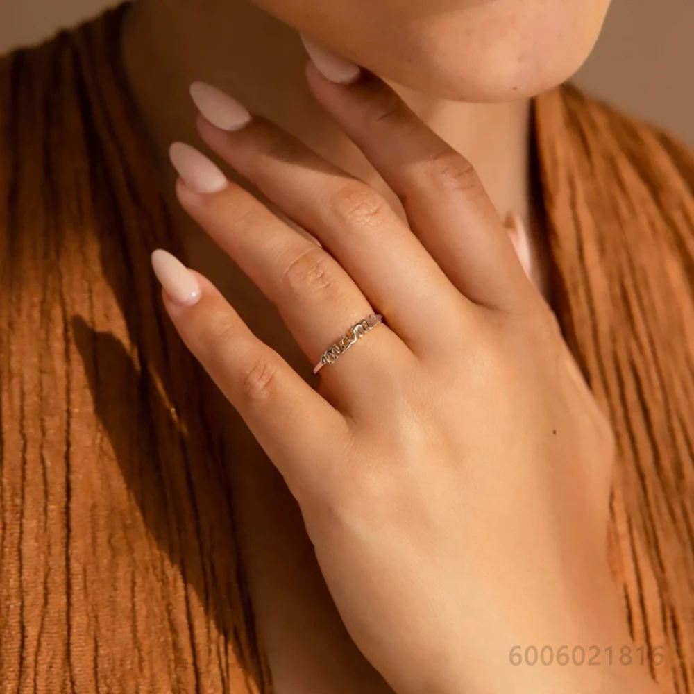 Women's 925 Sterling Silver Letter Wedding Ring Size 7