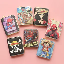 2024 Coin Pure One Piece Monkey D Luffy Spider-Man Roronoa Zoro Cartoon Short Zipper Wallet Anime Card Bag Boys Birthday Gift