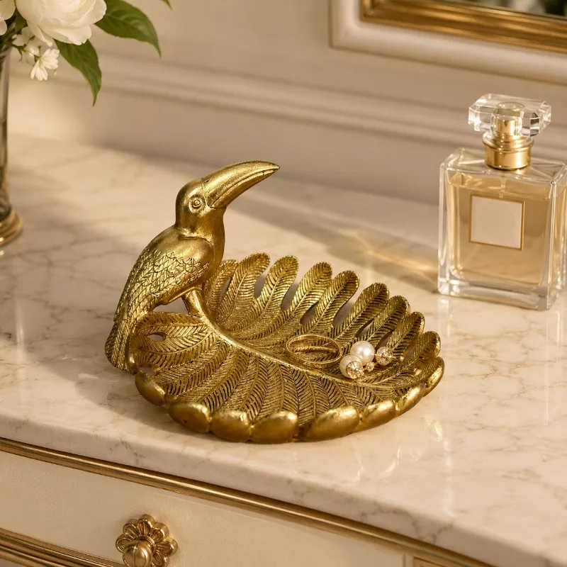 European Resin Bird Shape Storage Tray Ornaments Living Room Bedroom Wine Cabinet Desktop Key Jewelry Tray Storage Decoration