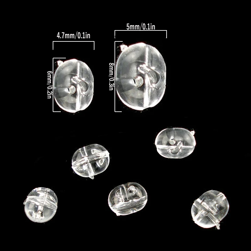 Wifreo 100/200PCS Fishing Beads Transparent Clear Oval Double Cross Hole Beads Sabiki Rig 3 Way Connector Fishing Accessories