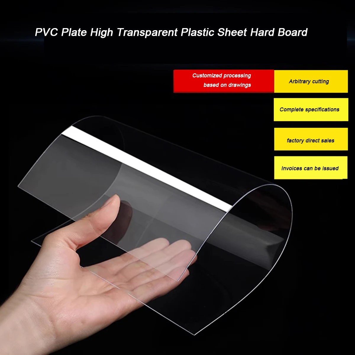 Pelat PVC Lembaran Plastik Transparan Tinggi Papan Keras Ketebalan 0.3 ~ 10Mm Bahan DIY 100X100 100X200 200X200 200X300 210x297mm