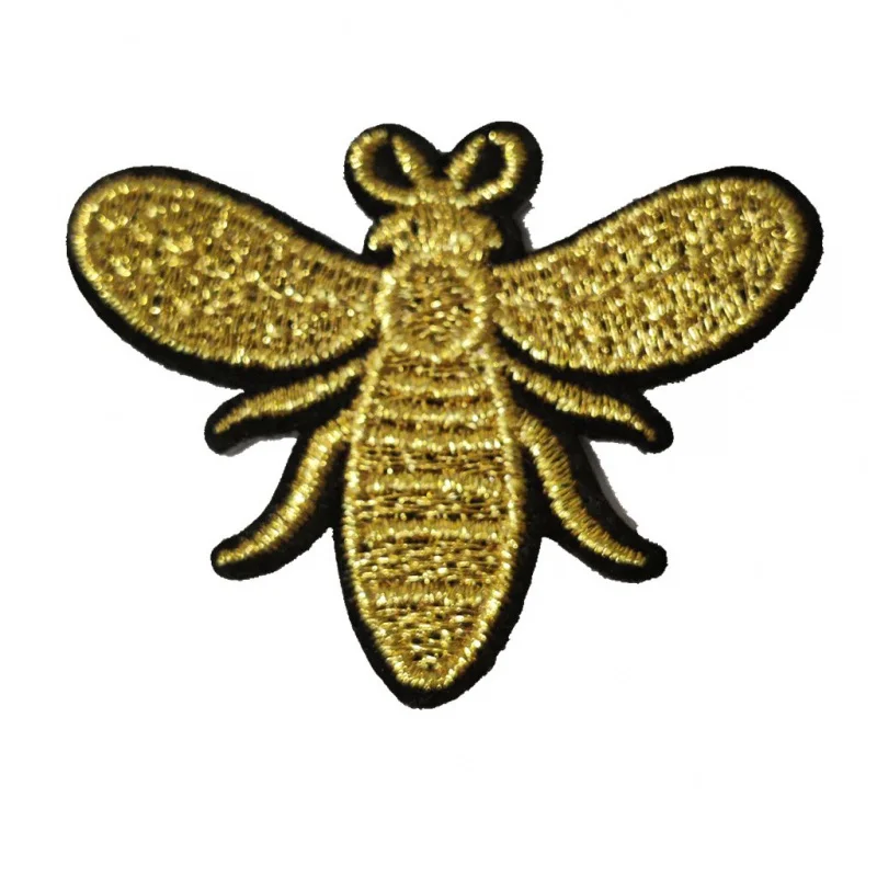 3D GOLD THREAD BEE BADGE Embroidery iron on Litter BEE patch Decoration Accessories Embroidered patch for clothing for T-shirt