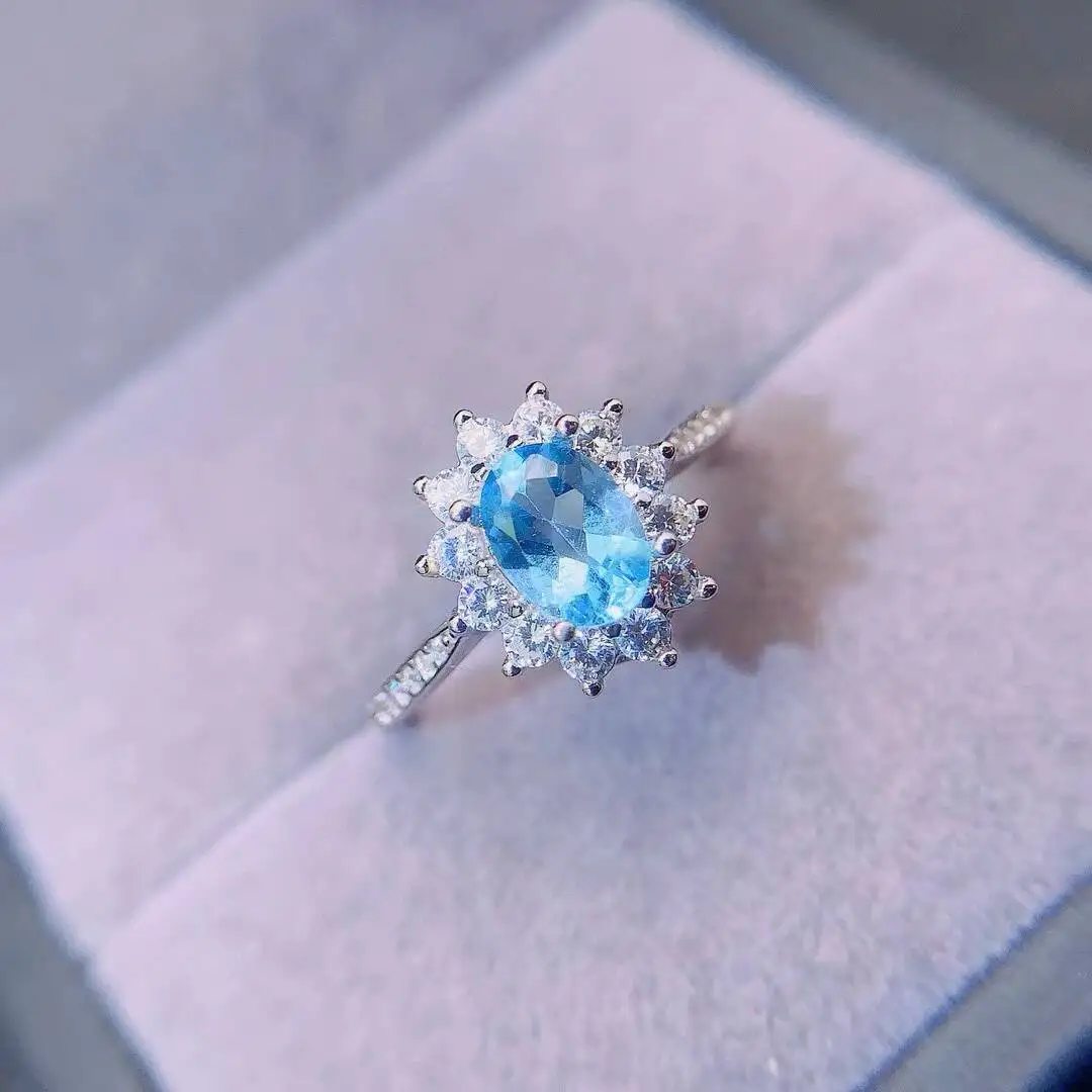 KJJEAXCMY New style Jewelry Natural Women's Topaz Ring 925 silver inlay Colorful and splendid Crystal pure fire flash explosion