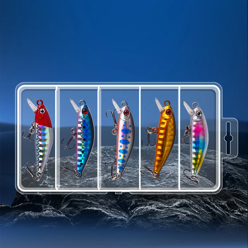 WEIHE 5pcs Pangaea Minnow 4.5cm 2.5g Sinking Lure with Trebl