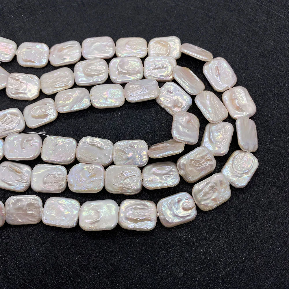 Rectangular Natural Freshwater Pearls White Baroque Pearls For Jewelry Making DIY Necklace Bracelet Earrings Accessories 14x18mm