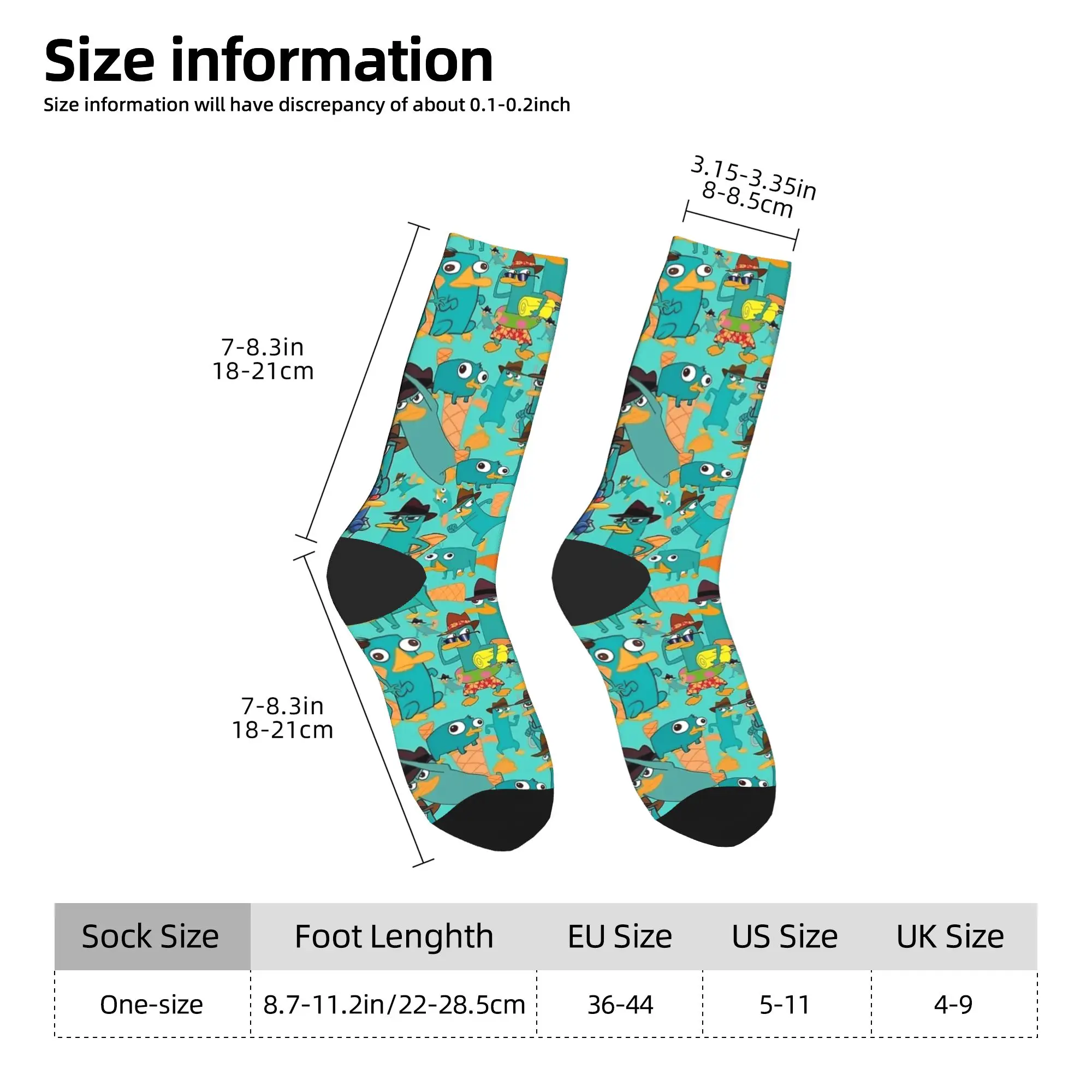 Perry The Platypus Divertenti anatra Cartoon Calze Calzini gotici Calzini morbidi e traspiranti da uomo unisex Calzini antiscivolo da corsa autunnali Regalo